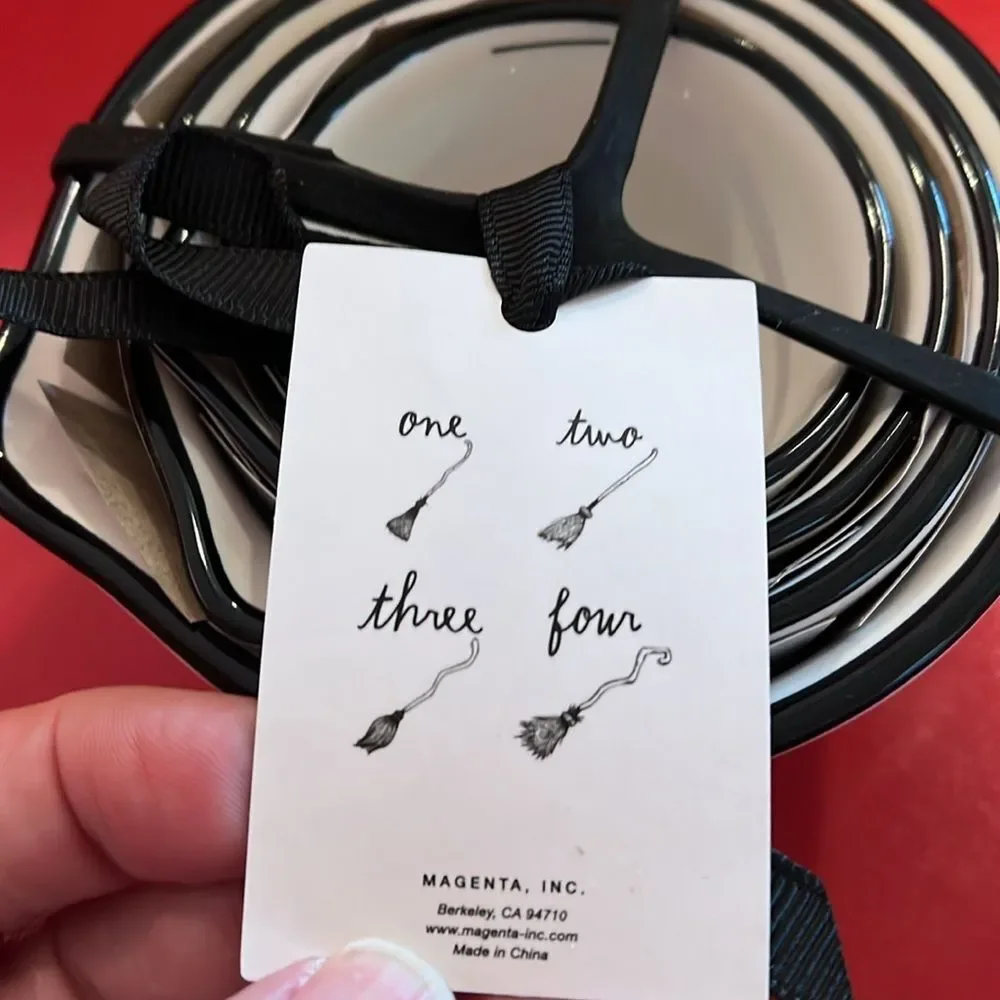 Rae Dunn Black and White Witch’s Broom Measuring Cups
